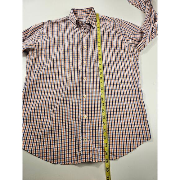 Peter millar size medium silk blend button up orange lightweight long sleeve EUC - Picture 7 of 7